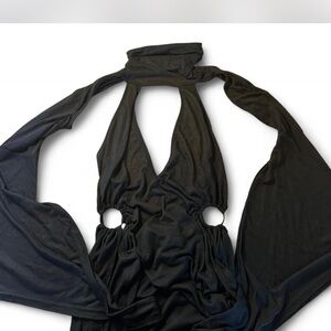 Dolls Kill Edgy Black Cut-Out Long Sleeve Dress